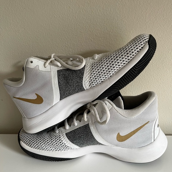 Nike Air Precision II DC1811-100 White/Gold Basketball Shoes Mens Size 8 - Picture 6 of 10